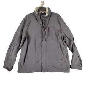 LL‎ Bean Windbreaker Men's XL Black  Hood Full Zip Pockets Polyester